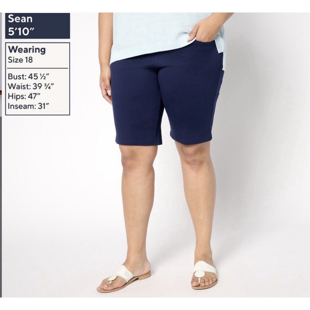 Belle by Kim Gravel Ponte 5 Pocket 11" Bermuda Shorts Size 22 Twilight